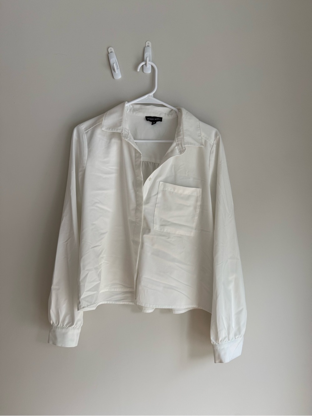 Classic White Button-Front Shirt with Chest Pocket
